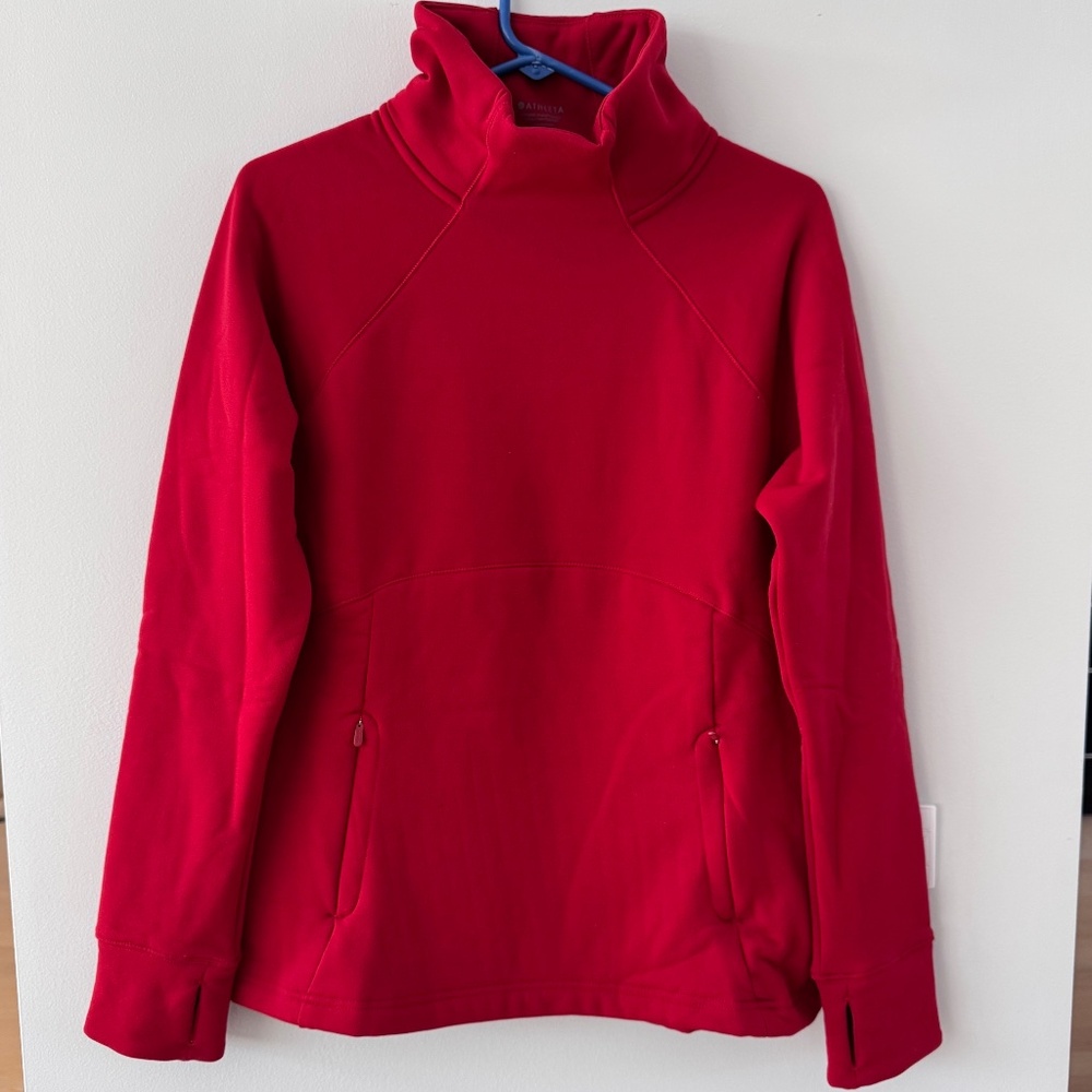 ATHLETA altitude fleece.lined funnel neck sweatshirt . red . M
